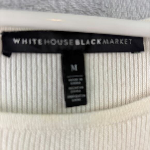 White House Black Market White & Burgundy Striped Lightweight Sweater • Size M - Picture 7 of 8